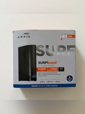 ARRIS SURFboard AX3000 Black Wi‑Fi Cable Modem-Router (G36)